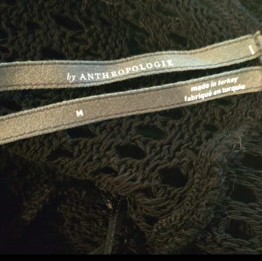 🌹Anthropologie Black Crochet Hooded Swimsuit Cover - Picture 7 of 7